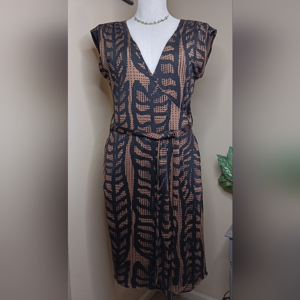 Tory Burch silk kongo leaf wrap dress